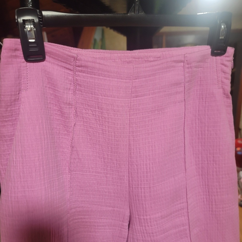 Maeve PINK Textured‎ Wide Leg Pants Flowy High Waisted Casual Dressy Brunch Work - Picture 4 of 7